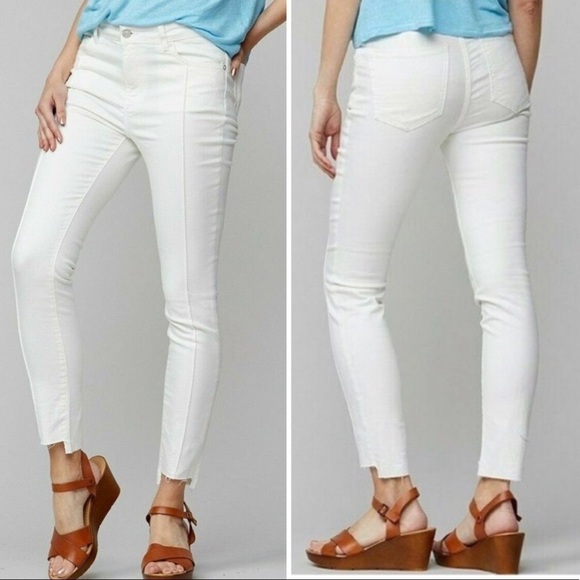 Free People Del Wray Step Hem Seam Front White Jeans 31 - Picture 3 of 8